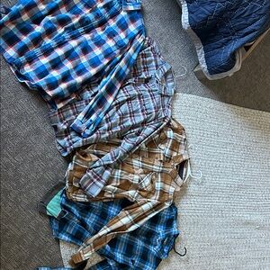 Set of 4 Men's Plaid Button-Up plaid Shirts Collection